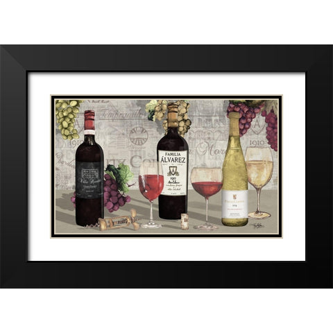 Uncork Wine Trio I Black Modern Wood Framed Art Print with Double Matting by Baker, Mary Beth