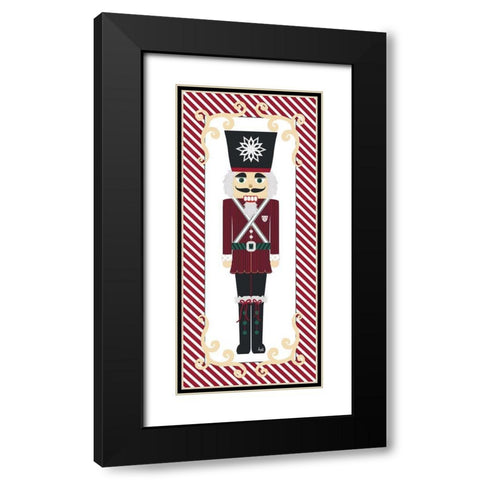 Nutcracker On Red Stripe I Black Modern Wood Framed Art Print with Double Matting by Metz, Andi
