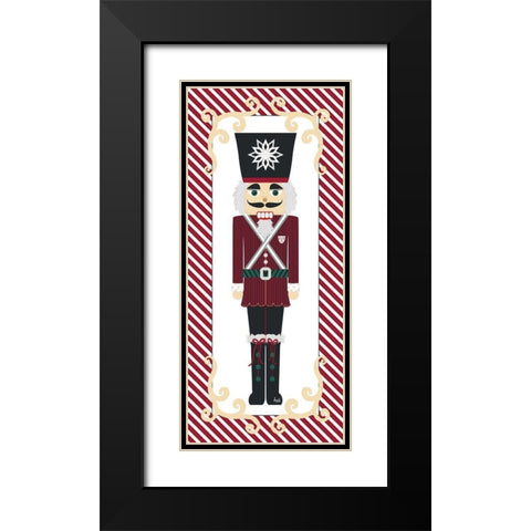 Nutcracker On Red Stripe I Black Modern Wood Framed Art Print with Double Matting by Metz, Andi