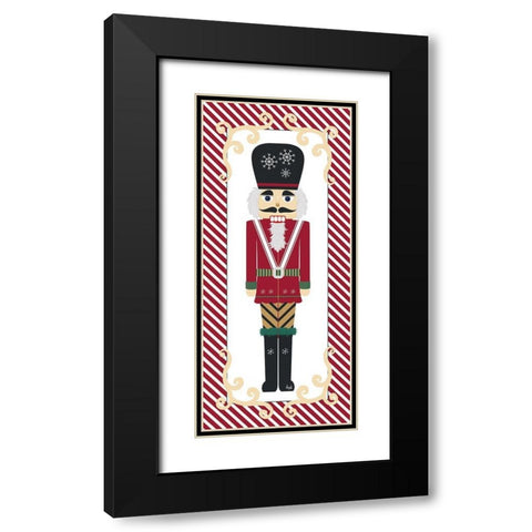 Nutcracker On Red Stripe II Black Modern Wood Framed Art Print with Double Matting by Metz, Andi