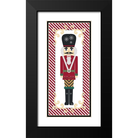Nutcracker On Red Stripe II Black Modern Wood Framed Art Print with Double Matting by Metz, Andi