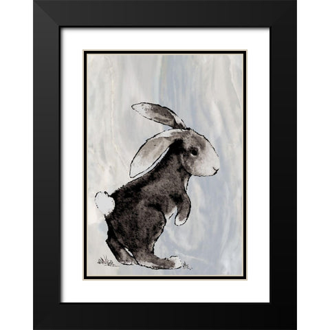 Bunny on Marble II Black Modern Wood Framed Art Print with Double Matting by Diannart