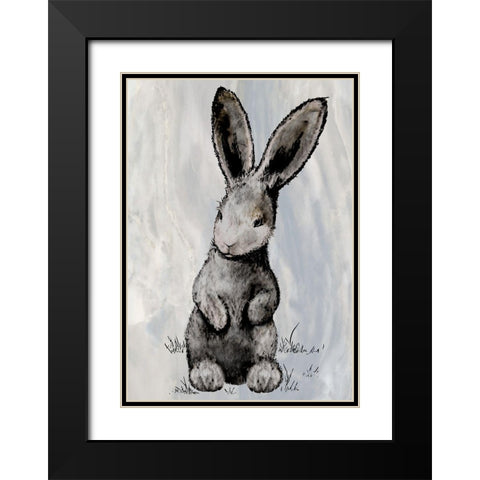 Bunny on Marble III Black Modern Wood Framed Art Print with Double Matting by Diannart