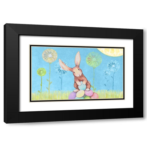 Easter Bunny Black Modern Wood Framed Art Print with Double Matting by Diannart