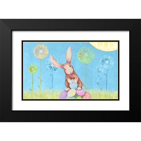 Easter Bunny Black Modern Wood Framed Art Print with Double Matting by Diannart