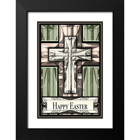 Easter Greetings Cross Black Modern Wood Framed Art Print with Double Matting by Diannart