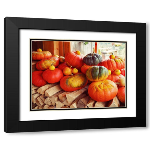 Pumpkins over Wood Black Modern Wood Framed Art Print with Double Matting by Hyler, JB