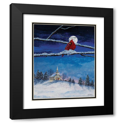 Little White Church On Hill Black Modern Wood Framed Art Print with Double Matting by Redding, James