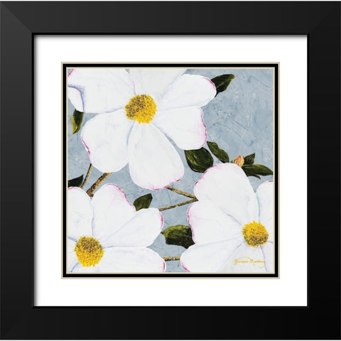 White Floral II Black Modern Wood Framed Art Print with Double Matting by Redding, James