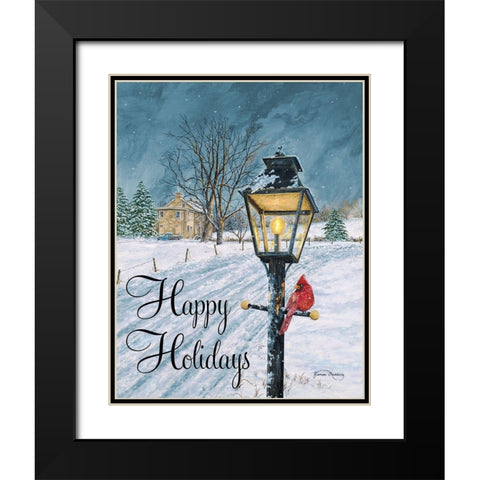 Happy Holidays Black Modern Wood Framed Art Print with Double Matting by Redding, James