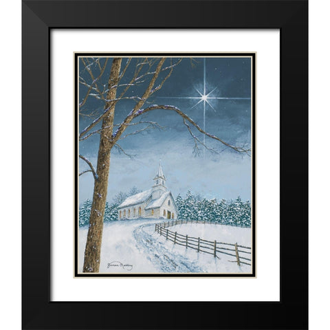 Shining Holiday Star Black Modern Wood Framed Art Print with Double Matting by Redding, James