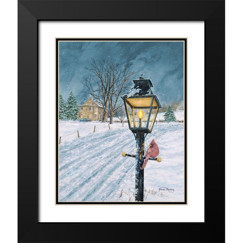 Winter Bird Black Modern Wood Framed Art Print with Double Matting by Redding, James