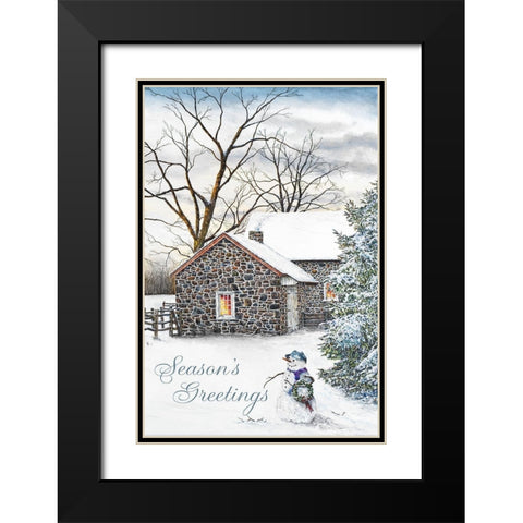 Seasons Greetings Black Modern Wood Framed Art Print with Double Matting by Redding, James