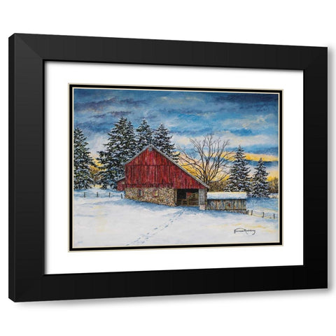 Stovers Mill Barn Black Modern Wood Framed Art Print with Double Matting by Redding, James