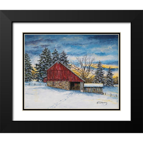 Stovers Mill Barn Black Modern Wood Framed Art Print with Double Matting by Redding, James