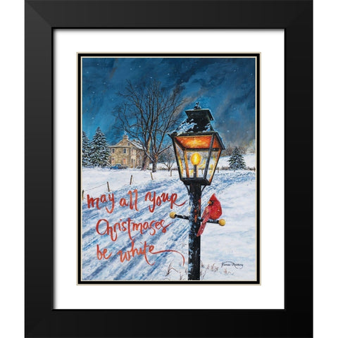 White Christmas Black Modern Wood Framed Art Print with Double Matting by Redding, James