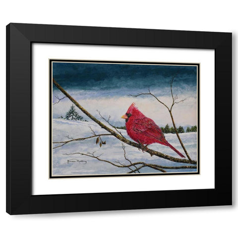 Cardinal In A Pastel Sky Black Modern Wood Framed Art Print with Double Matting by Redding, James