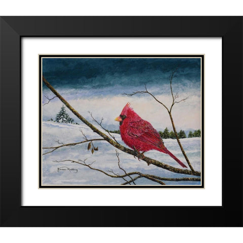 Cardinal In A Pastel Sky Black Modern Wood Framed Art Print with Double Matting by Redding, James