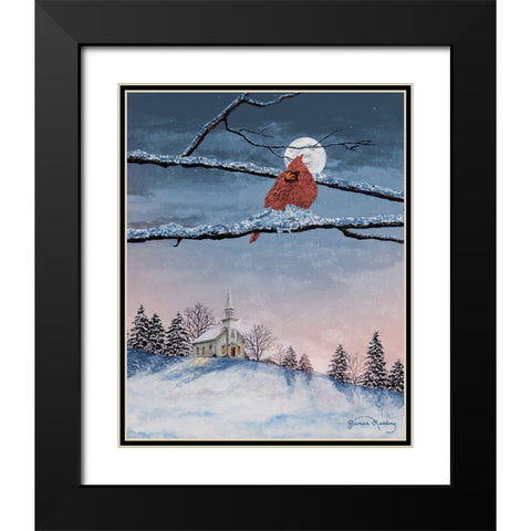 Winter Church Nights Black Modern Wood Framed Art Print with Double Matting by Redding, James