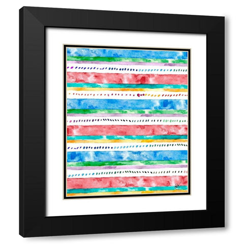 Colorful Bands II Black Modern Wood Framed Art Print with Double Matting by James, Nola