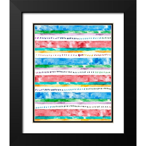 Colorful Bands II Black Modern Wood Framed Art Print with Double Matting by James, Nola