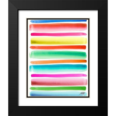 Colorful Stripes Pattern II Black Modern Wood Framed Art Print with Double Matting by DeRice, Julie