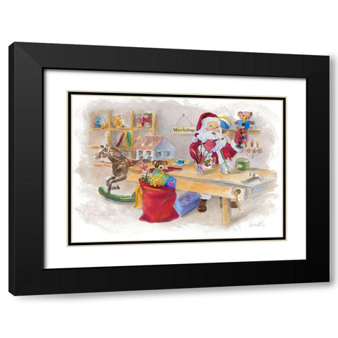 Santas Workshop Black Modern Wood Framed Art Print with Double Matting by Loreth, Lanie