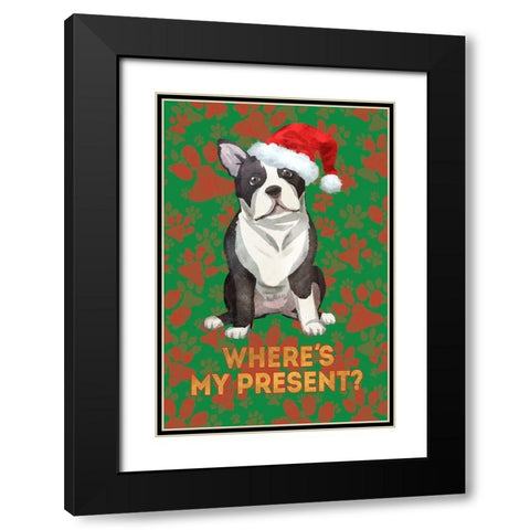 Santas Best Friend Black Modern Wood Framed Art Print with Double Matting by SD Graphics Studio