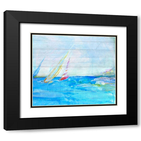 Coastal Sailboats Black Modern Wood Framed Art Print with Double Matting by Diannart