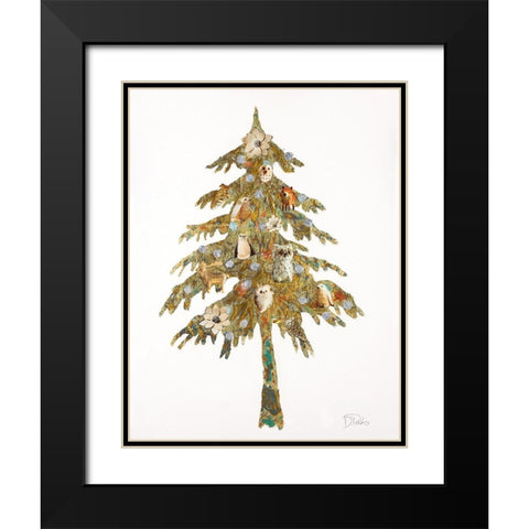 Retro Tree Black Modern Wood Framed Art Print with Double Matting by Pinto, Patricia