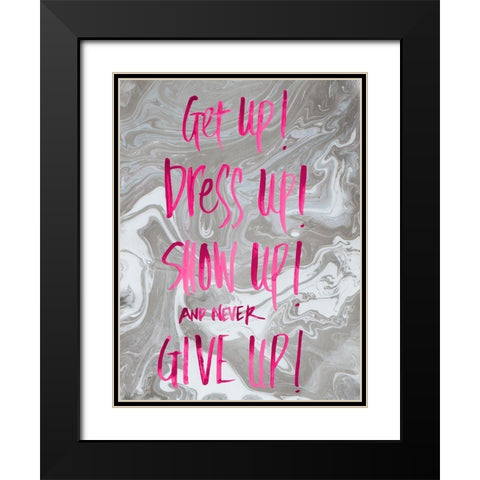 Never Give Up Grey Marble Black Modern Wood Framed Art Print with Double Matting by Bryant, Susan