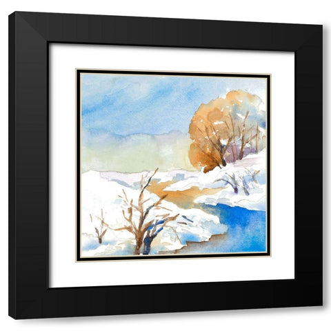 Snowy Serenity II Black Modern Wood Framed Art Print with Double Matting by Loreth, Lanie