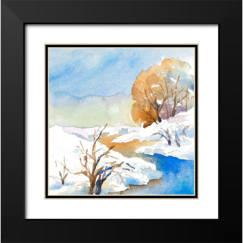 Snowy Serenity II Black Modern Wood Framed Art Print with Double Matting by Loreth, Lanie