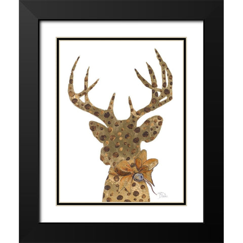 Dotted Deer Black Modern Wood Framed Art Print with Double Matting by Pinto, Patricia