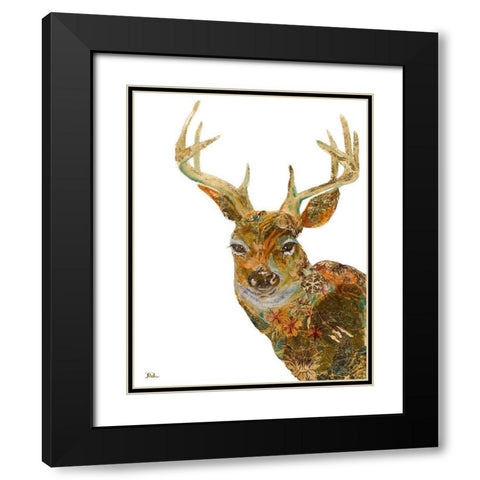 Retro Deer Black Modern Wood Framed Art Print with Double Matting by Pinto, Patricia