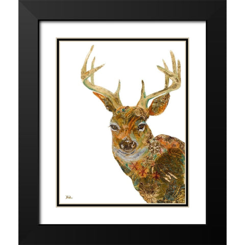 Retro Deer Black Modern Wood Framed Art Print with Double Matting by Pinto, Patricia