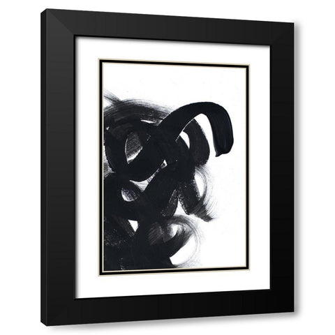 Noir Strokes III Black Modern Wood Framed Art Print with Double Matting by Ritter, Gina