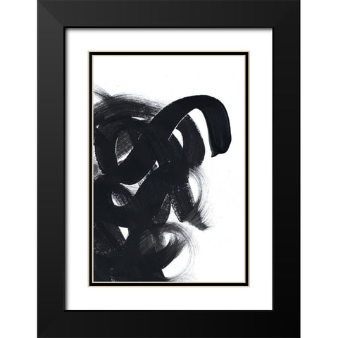 Noir Strokes III Black Modern Wood Framed Art Print with Double Matting by Ritter, Gina