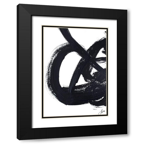 Noir Strokes III Black Modern Wood Framed Art Print with Double Matting by Ritter, Gina