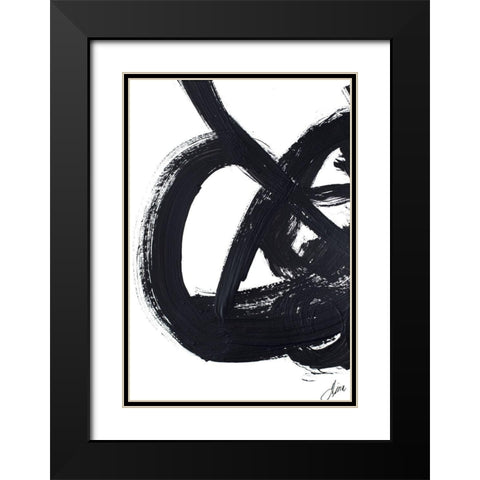 Noir Strokes III Black Modern Wood Framed Art Print with Double Matting by Ritter, Gina