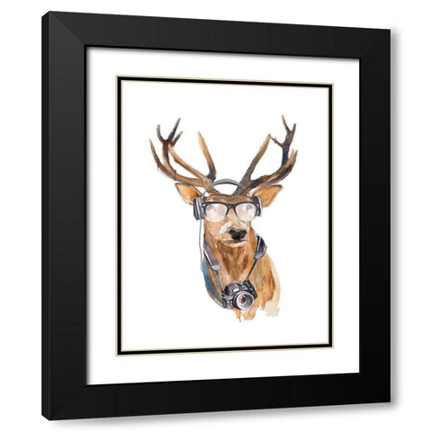 Tourist Deer Black Modern Wood Framed Art Print with Double Matting by Loreth, Lanie