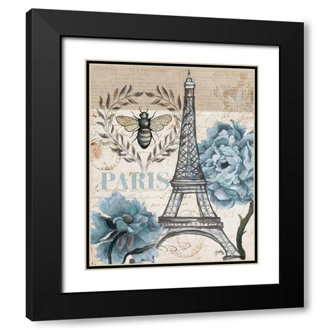 Paris Bee I Black Modern Wood Framed Art Print with Double Matting by Medley, Elizabeth