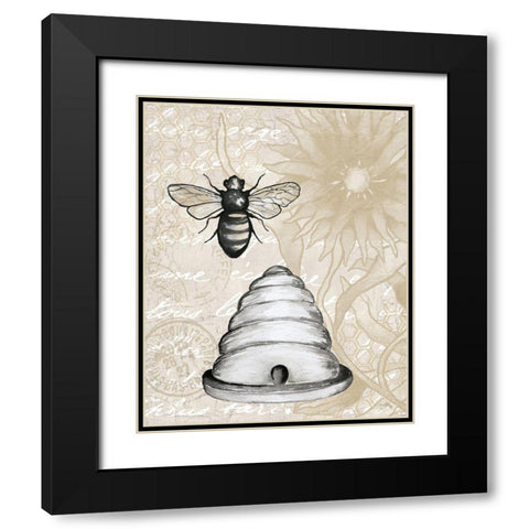 Bee Hives I Black Modern Wood Framed Art Print with Double Matting by Medley, Elizabeth