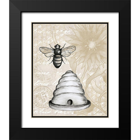 Bee Hives I Black Modern Wood Framed Art Print with Double Matting by Medley, Elizabeth