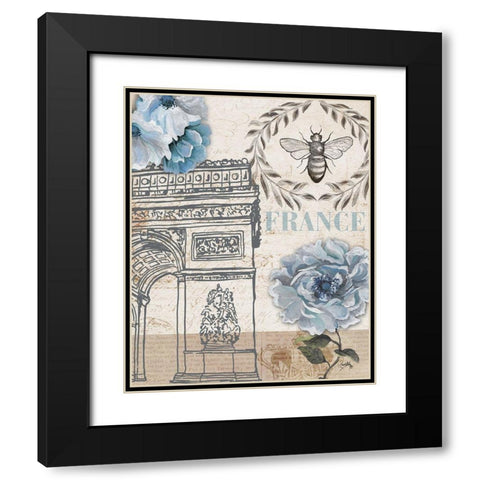 Paris Bee II Black Modern Wood Framed Art Print with Double Matting by Medley, Elizabeth