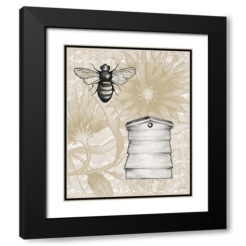 Bee Hives II Black Modern Wood Framed Art Print with Double Matting by Medley, Elizabeth