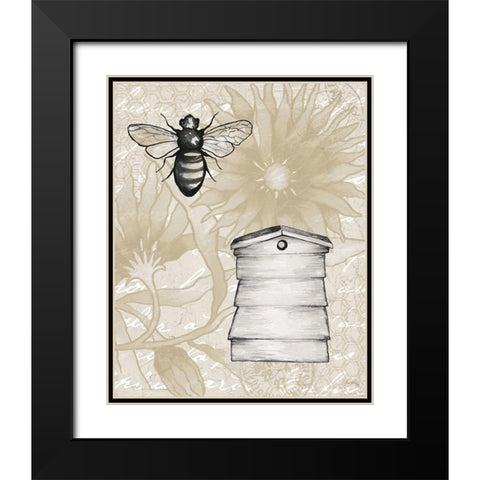 Bee Hives II Black Modern Wood Framed Art Print with Double Matting by Medley, Elizabeth