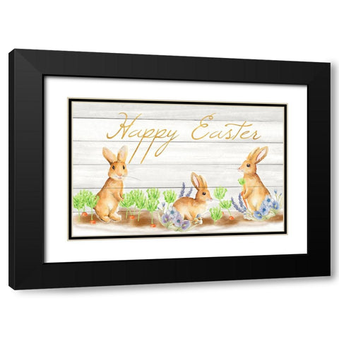 Happy Easter Bunnies (rectangle) Black Modern Wood Framed Art Print with Double Matting by Metz, Andi