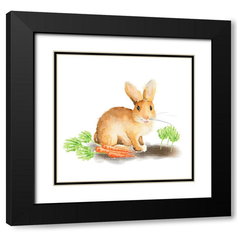 Spring Bunny III Black Modern Wood Framed Art Print with Double Matting by Metz, Andi