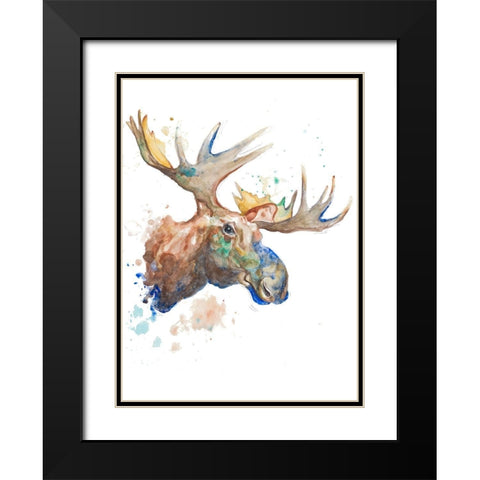 Moose Black Modern Wood Framed Art Print with Double Matting by Pinto, Patricia